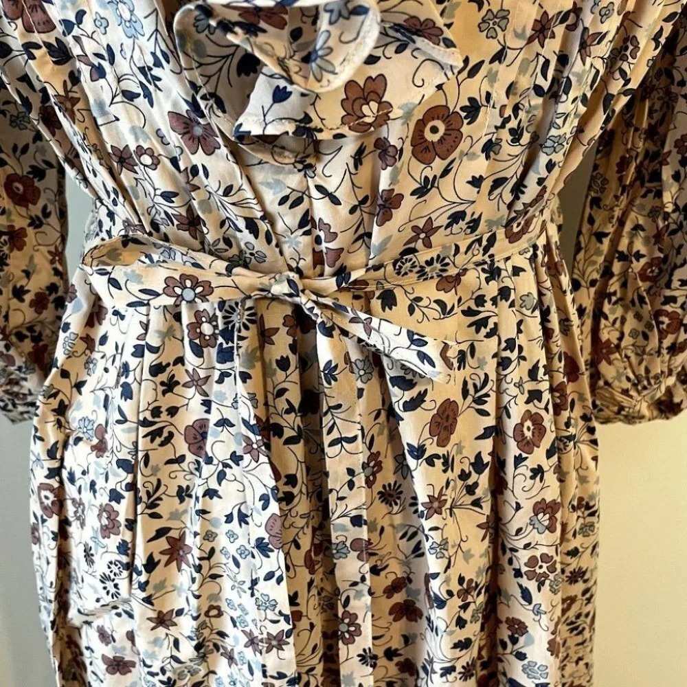 Christy Dawn The Plum Dress Size Small Sand Anemone Vine Puff Floral Ruffle  NWT - Picture 6 of 13